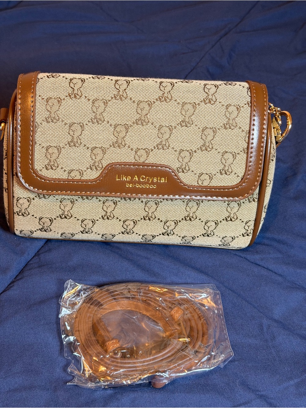 Beige & Brown Crossbody Bag